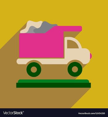 Flat web icon with long shadow garbage truck vector image