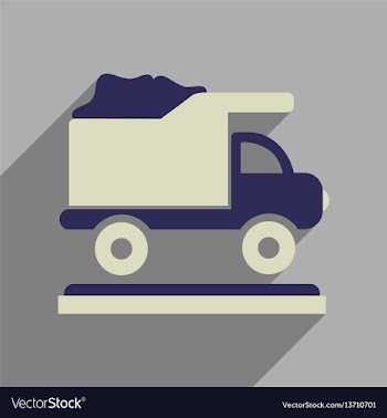 Flat web icon with long shadow garbage truck vector image