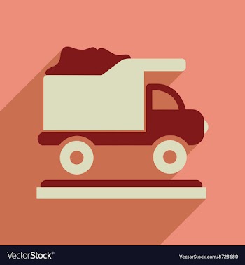 Flat web icon with long shadow garbage truck vector image