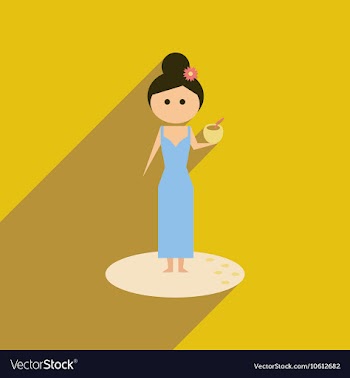 Flat web icon with long shadow girl cocktail vector image