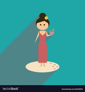 Flat web icon with long shadow girl cocktail vector image