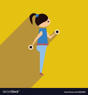 Flat web icon with long shadow girl dumbbell vector image