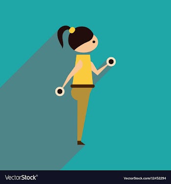 Flat web icon with long shadow girl dumbbell vector image