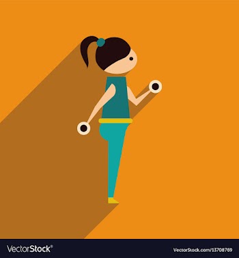 Flat web icon with long shadow girl dumbbell vector image