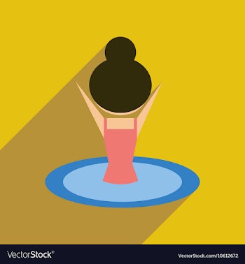 Flat web icon with long shadow girl in swimsuit vector image