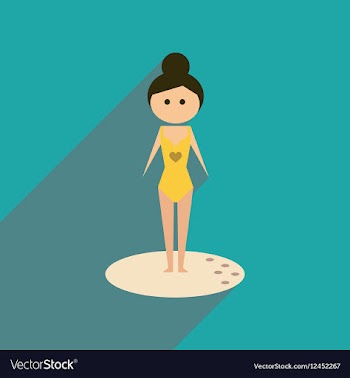 Flat web icon with long shadow girl in swimsuit vector image