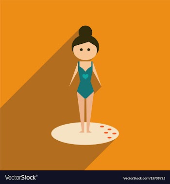 Flat web icon with long shadow girl in swimsuit vector image