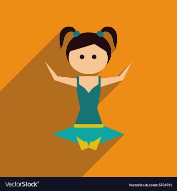 Flat web icon with long shadow girl stretching vector image