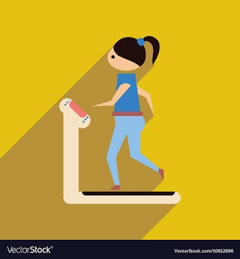 Flat web icon with long shadow girl treadmill vector image
