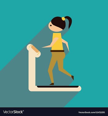 Flat web icon with long shadow girl treadmill vector image