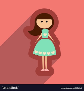 Flat web icon with long shadow girl vector image