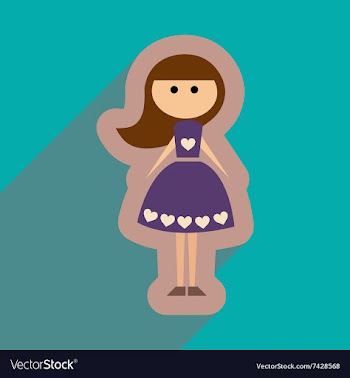 Flat web icon with long shadow girl vector image