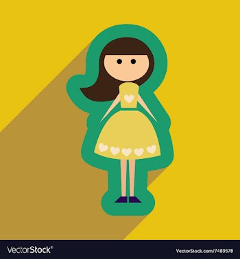 Flat web icon with long shadow girl vector image