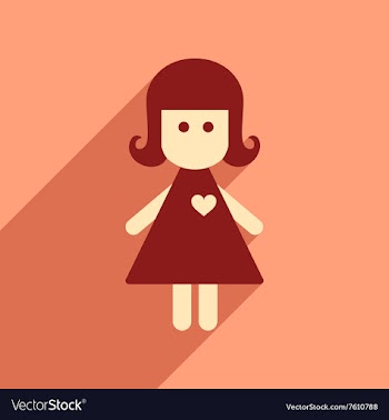 Flat web icon with long shadow girl vector image