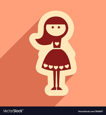 Flat web icon with long shadow girl vector image