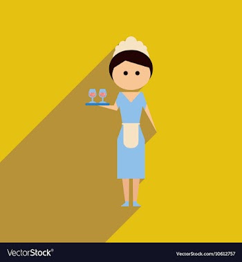 Flat web icon with long shadow girl waitress vector image