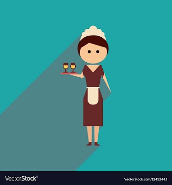Flat web icon with long shadow girl waitress vector image