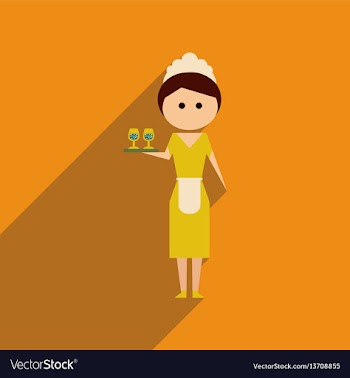 Flat web icon with long shadow girl waitress vector image