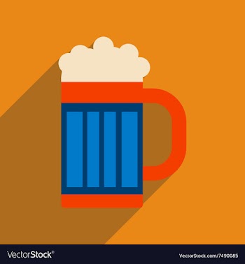 Flat web icon with long shadow glass of beer vector image