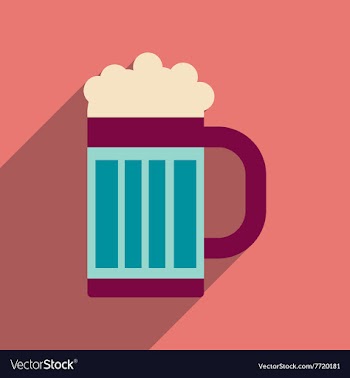 Flat web icon with long shadow glass of beer vector image