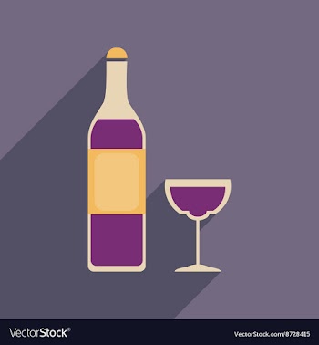 Flat web icon with long shadow glass of wine vector image
