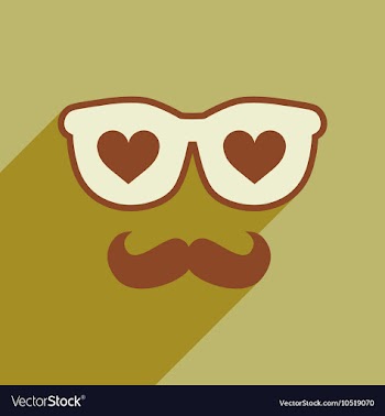 Flat web icon with long shadow glasses mustache vector image