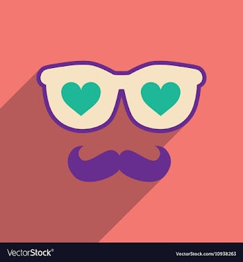 Flat web icon with long shadow glasses mustache vector image