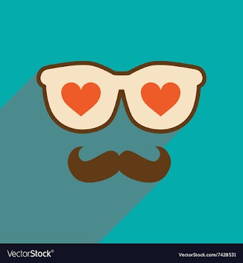 Flat web icon with long shadow glasses mustache vector image