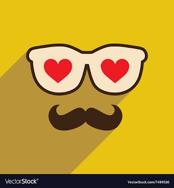 Flat web icon with long shadow glasses mustache vector image
