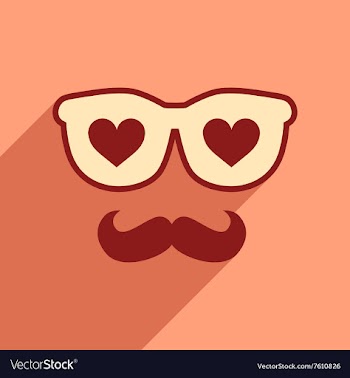 Flat web icon with long shadow glasses mustache vector image