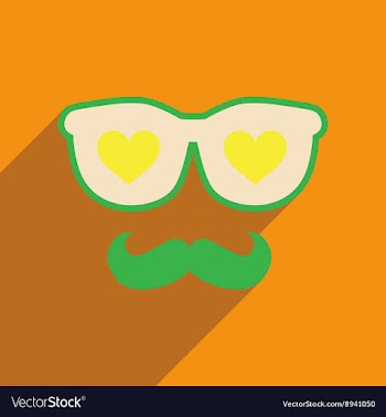 Flat web icon with long shadow glasses mustache vector image