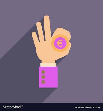 Flat web icon with long shadow hand coin vector image