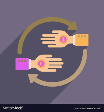 Flat web icon with long shadow hand coin vector image