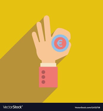 Flat web icon with long shadow hand coin vector image