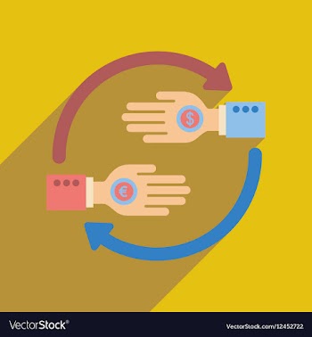 Flat web icon with long shadow hand coin vector image