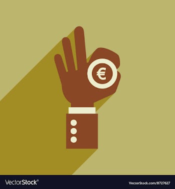 Flat web icon with long shadow hand coin vector image