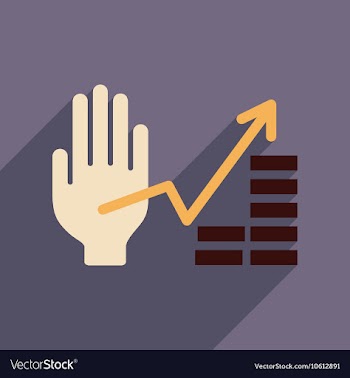Flat web icon with long shadow hand graph vector image