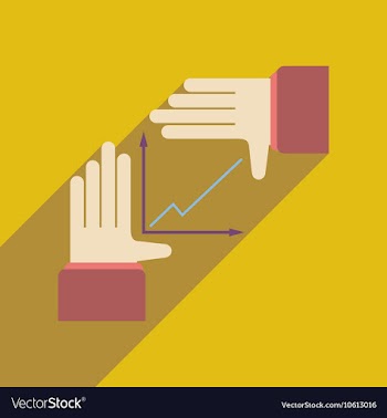 Flat web icon with long shadow hand graph vector image