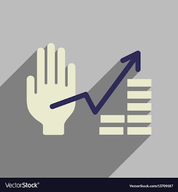 Flat web icon with long shadow hand graph vector image