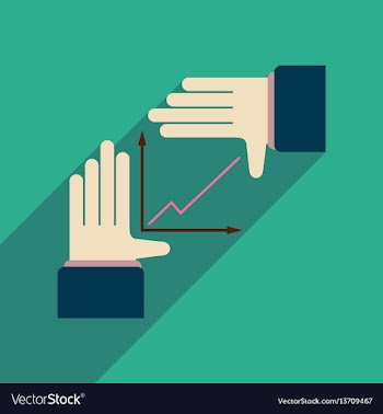 Flat web icon with long shadow hand graph vector image