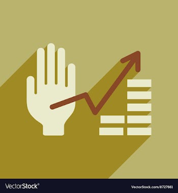 Flat web icon with long shadow hand graph vector image