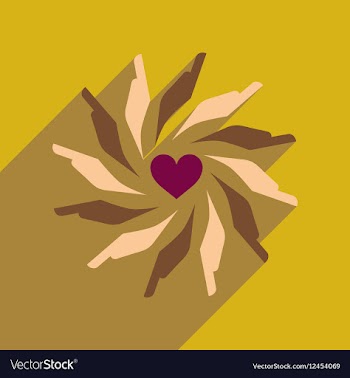 Flat web icon with long shadow hands heart vector image