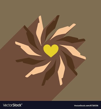 Flat web icon with long shadow hands heart vector image
