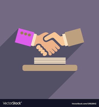 Flat web icon with long shadow handshake vector image
