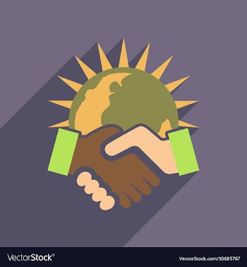 Flat web icon with long shadow handshake vector image