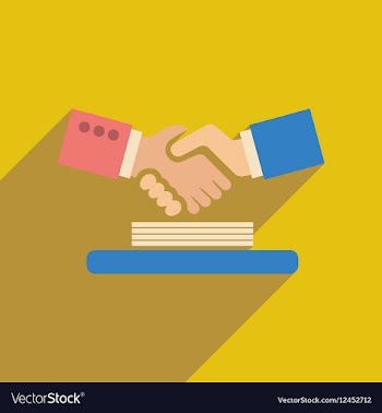Flat web icon with long shadow handshake vector image