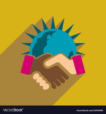 Flat web icon with long shadow handshake vector image