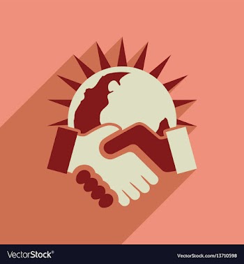 Flat web icon with long shadow handshake vector image