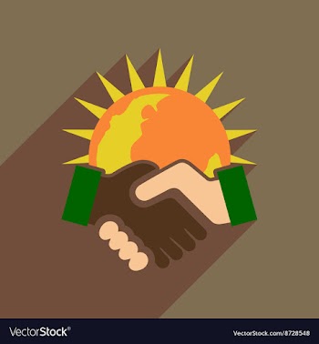 Flat web icon with long shadow handshake vector image