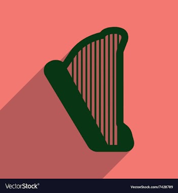 Flat web icon with long shadow harp vector image